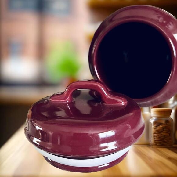 NWT Rae Dunn Gorgeous Burgundy Glossy Ceramic Big COOKIES Canister/Cookie Jar - Picture 6 of 12
